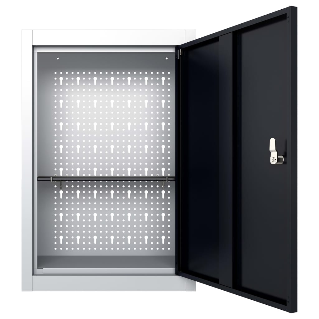 Armoire À Outils Murale Style Industriel Métal Gris Et Noir