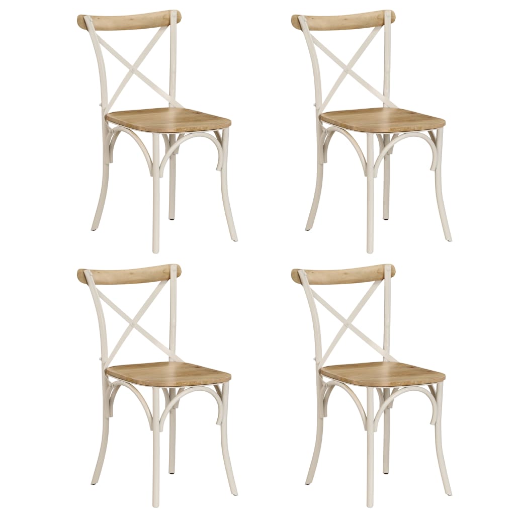 Chaises À Dossier Croisé Lot De 6 Blanc Bois De Manguier Massif