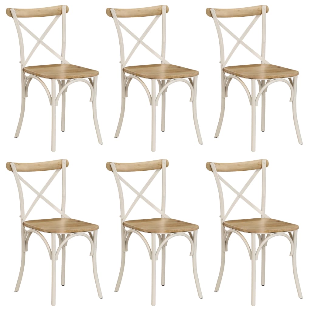 Chaises À Dossier Croisé Lot De 6 Blanc Bois De Manguier Massif