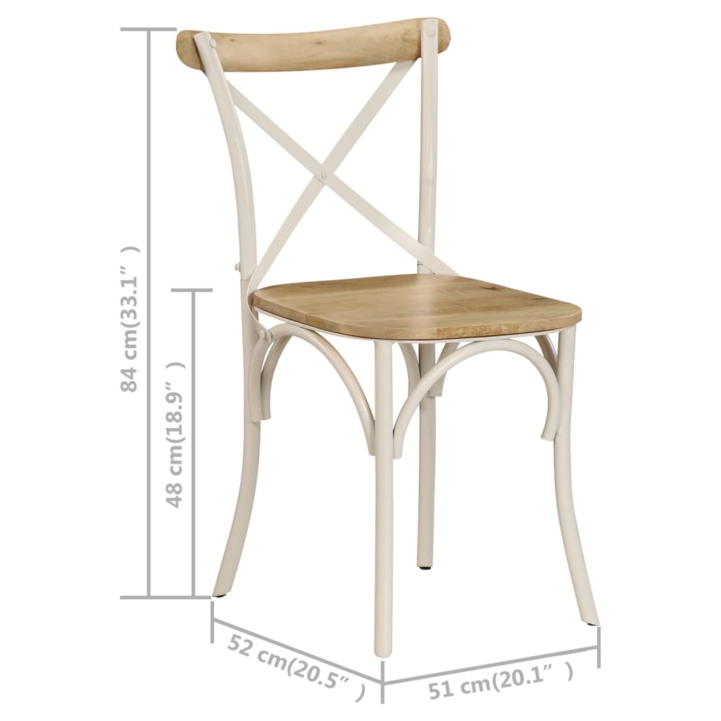 Chaises À Dossier Croisé Lot De 6 Blanc Bois De Manguier Massif