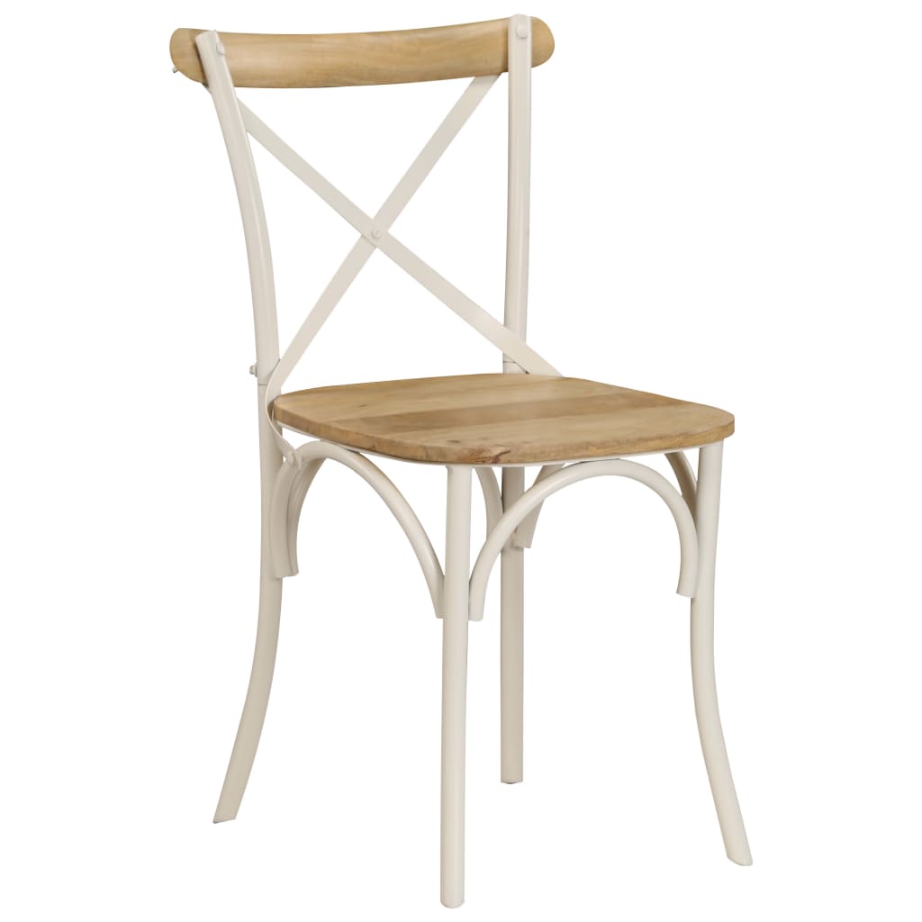 Chaises À Dossier Croisé Lot De 6 Blanc Bois De Manguier Massif