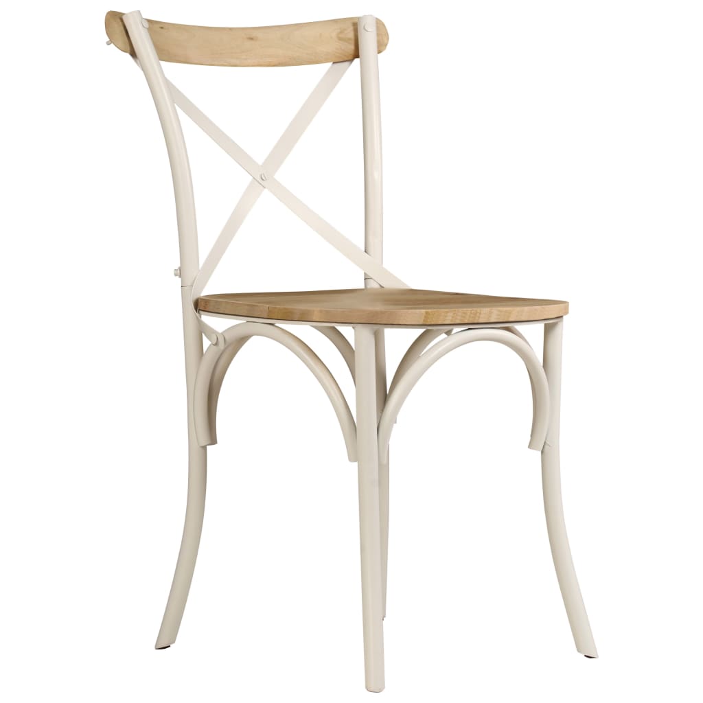 Chaises À Dossier Croisé Lot De 6 Blanc Bois De Manguier Massif