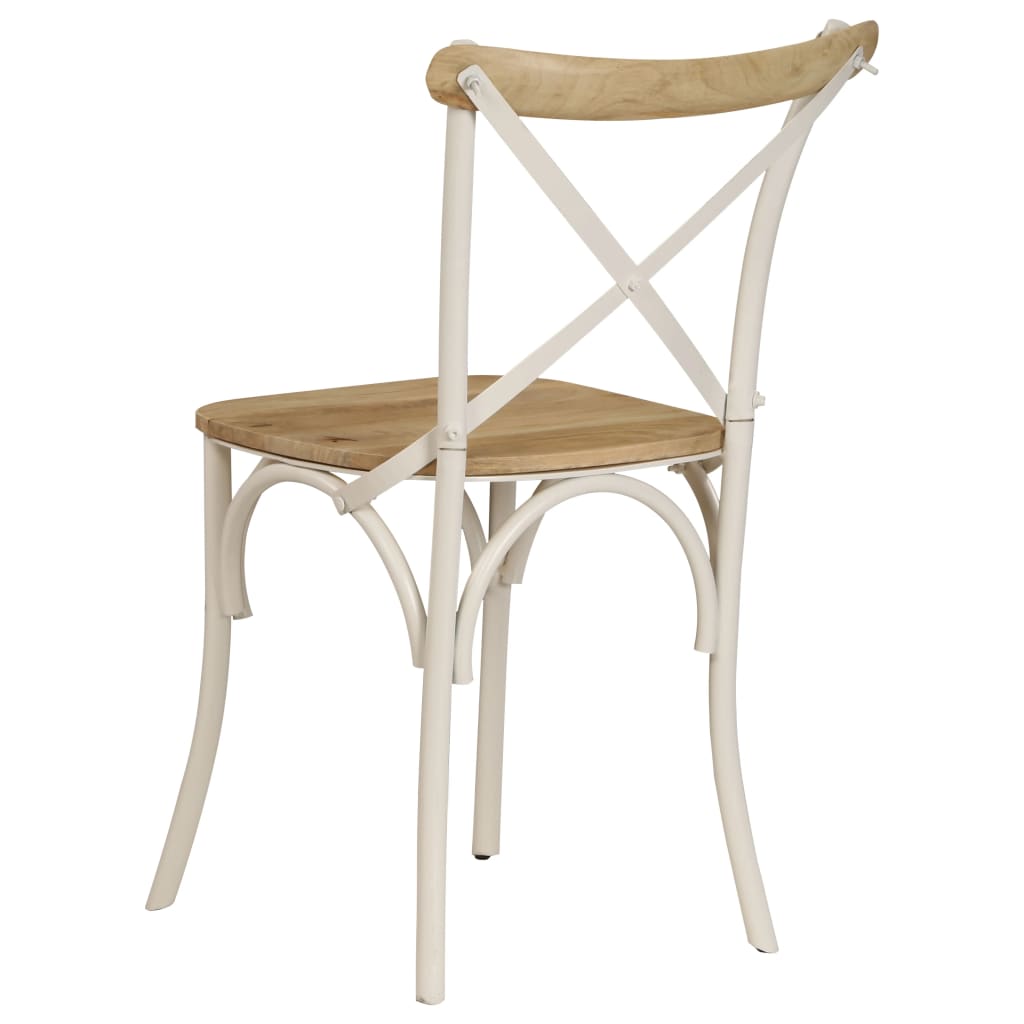 Chaises À Dossier Croisé Lot De 6 Blanc Bois De Manguier Massif