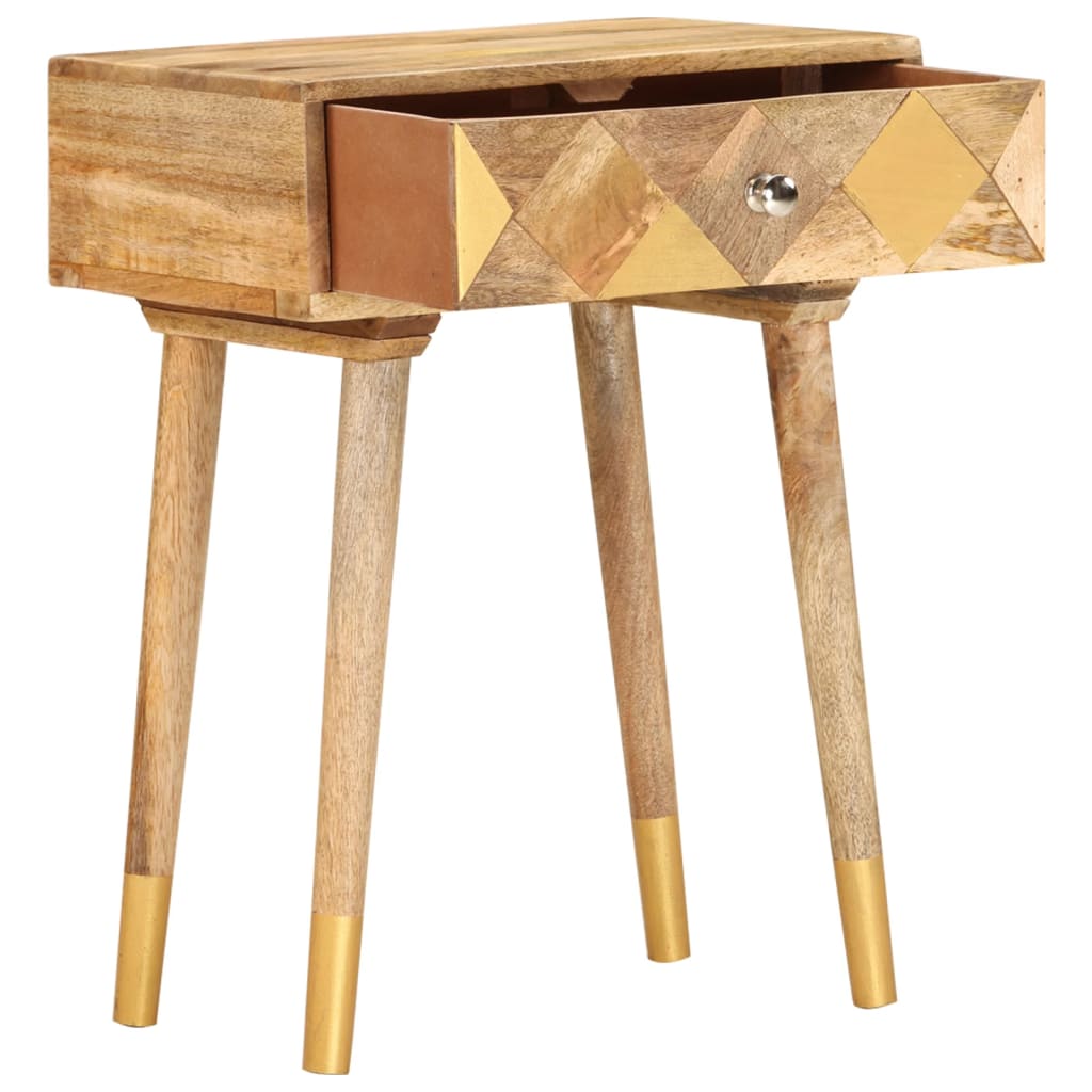 Table De Chevet 43 X 30 X 58 Cm Bois De Manguier Massif