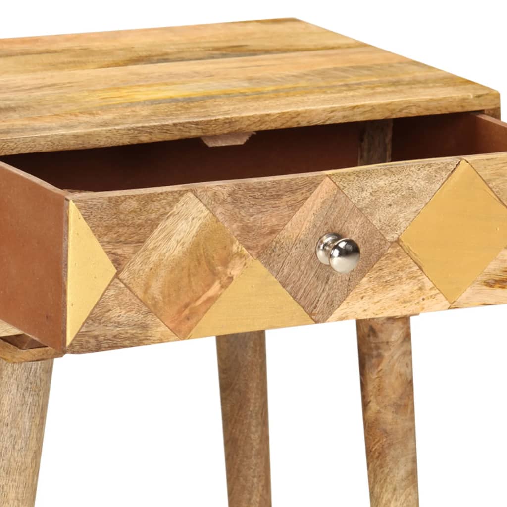 Table De Chevet 43 X 30 X 58 Cm Bois De Manguier Massif