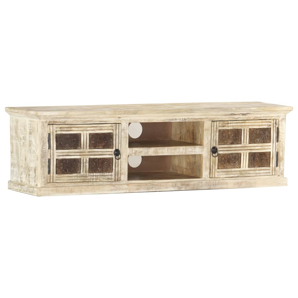 Meuble Tv 130X30X36 Cm Bois Massif De Manguier