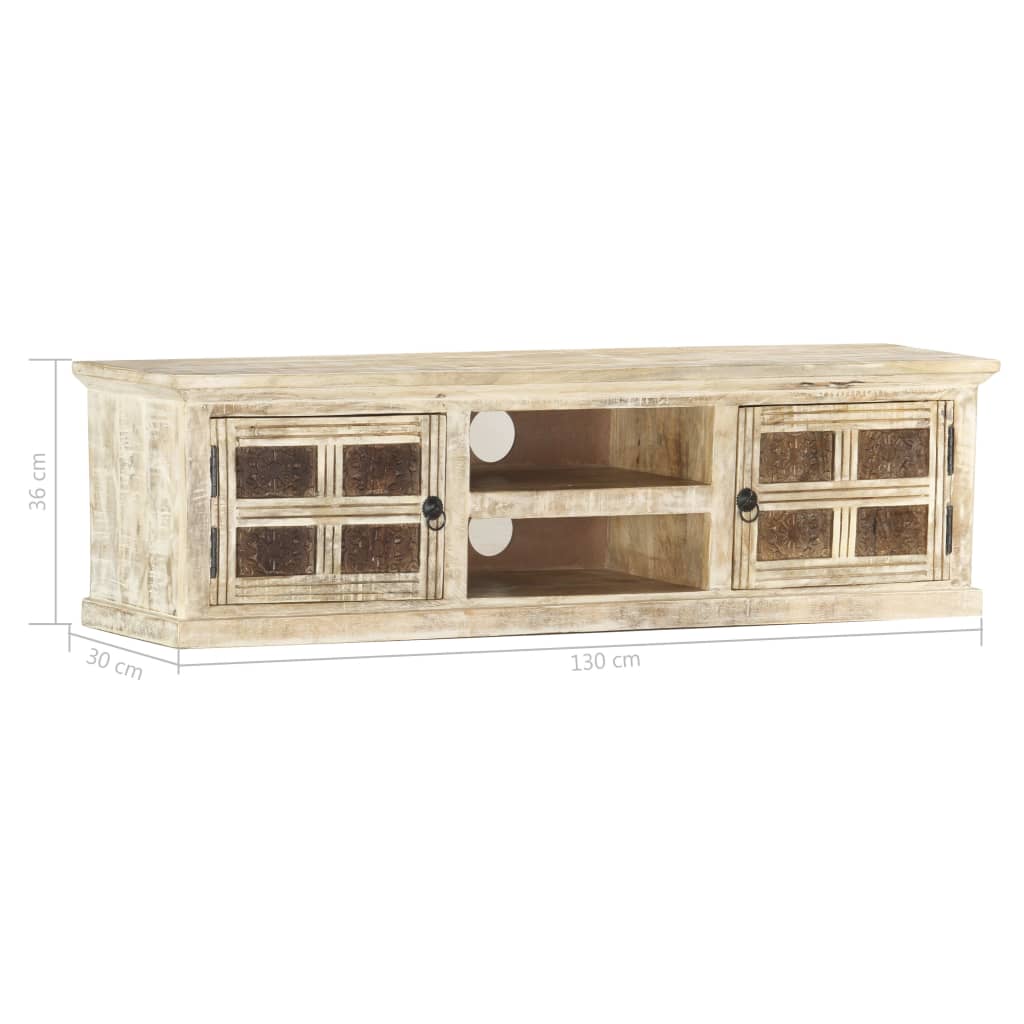 Meuble Tv 130X30X36 Cm Bois Massif De Manguier