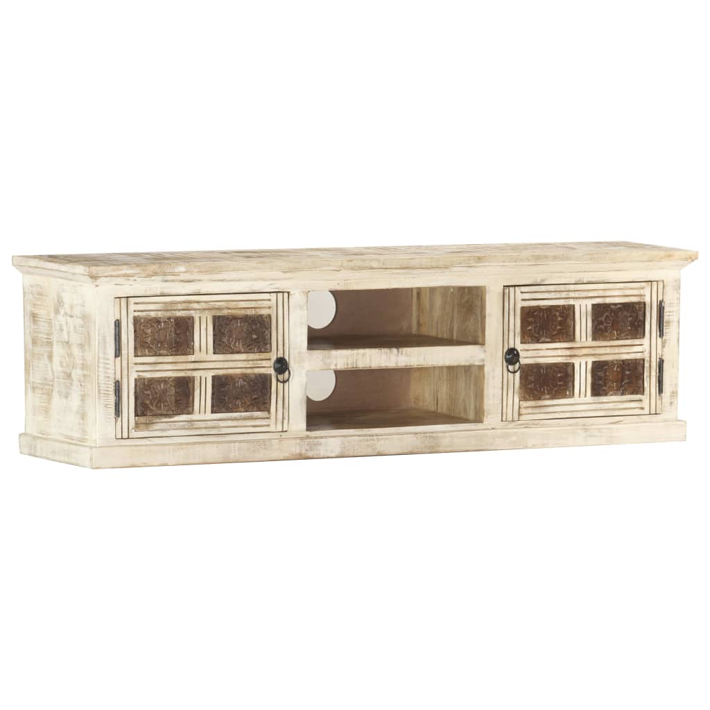 Meuble Tv 130X30X36 Cm Bois Massif De Manguier