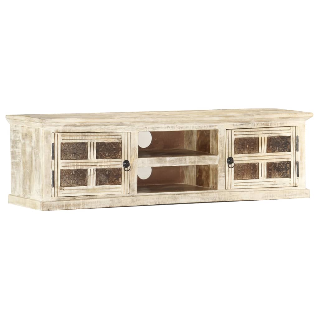Meuble Tv 130X30X36 Cm Bois Massif De Manguier
