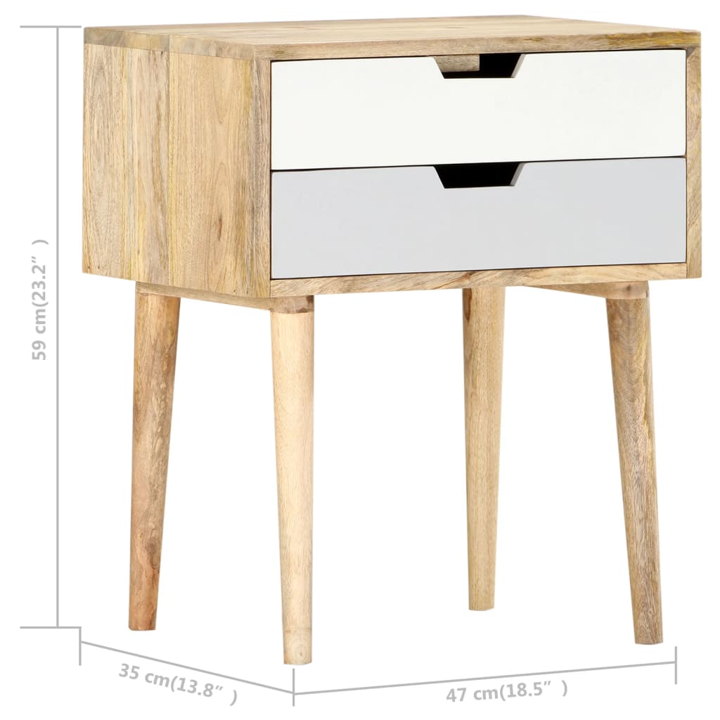 Table De Chevet 47X35X59 Cm Bois De Manguier Massif