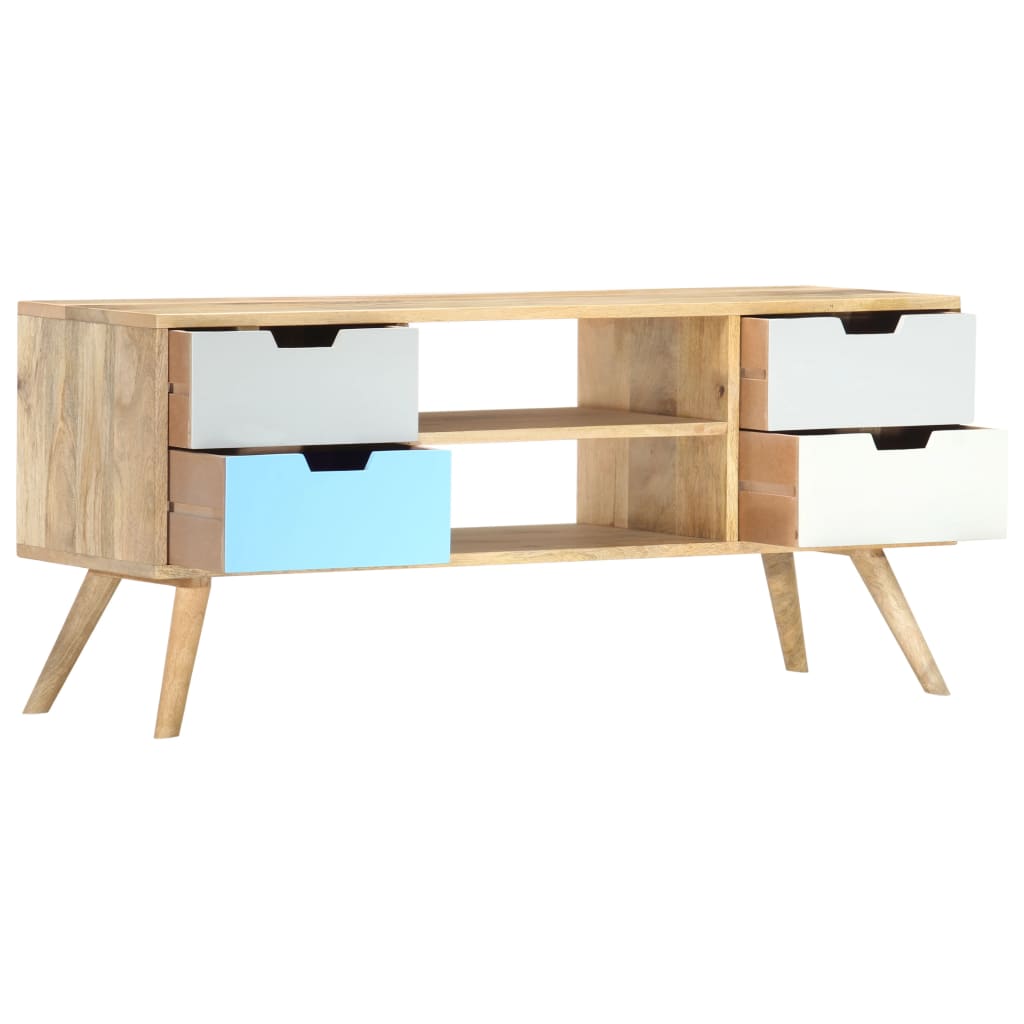 Meuble Tv 110X35X48 Cm Bois De Manguier Massif