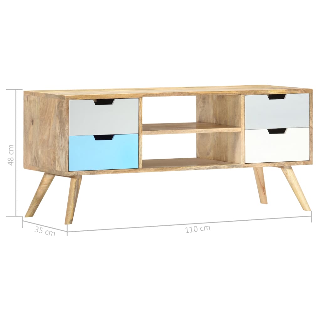 Meuble Tv 110X35X48 Cm Bois De Manguier Massif