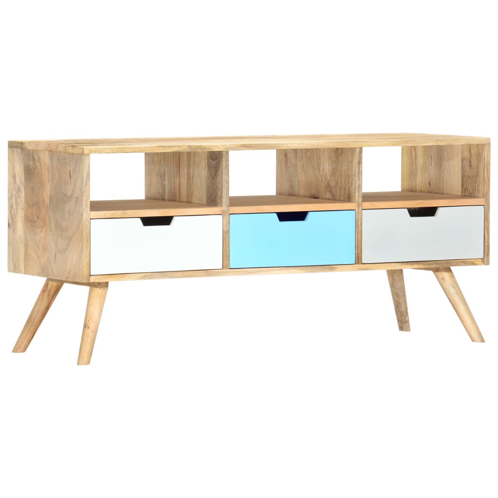 Meuble Tv 110X35X48 Cm Bois De Manguier Massif