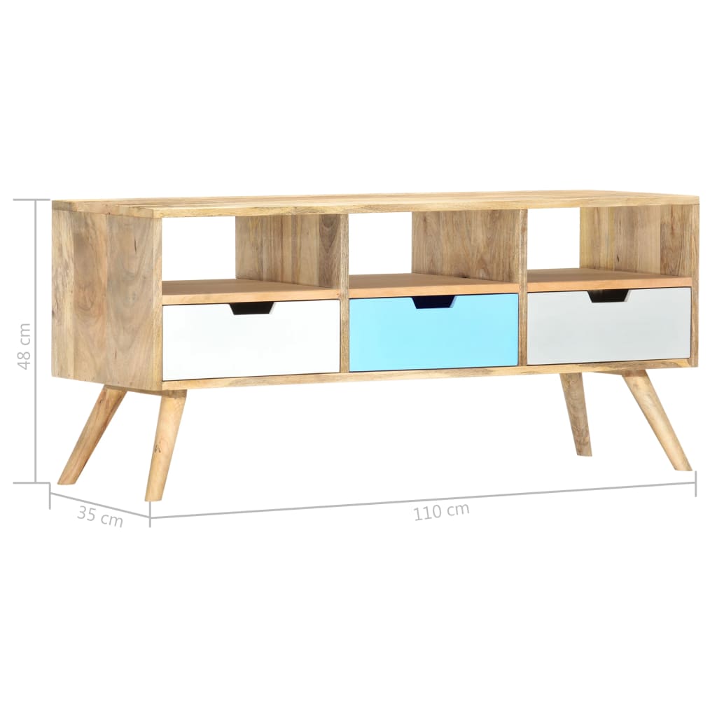Meuble Tv 110X35X48 Cm Bois De Manguier Massif