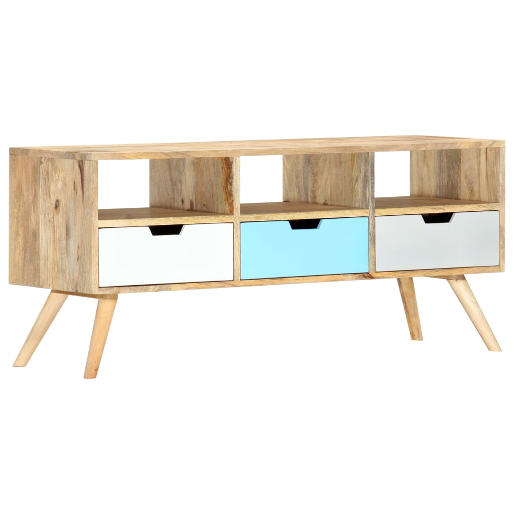 Meuble Tv 110X35X48 Cm Bois De Manguier Massif
