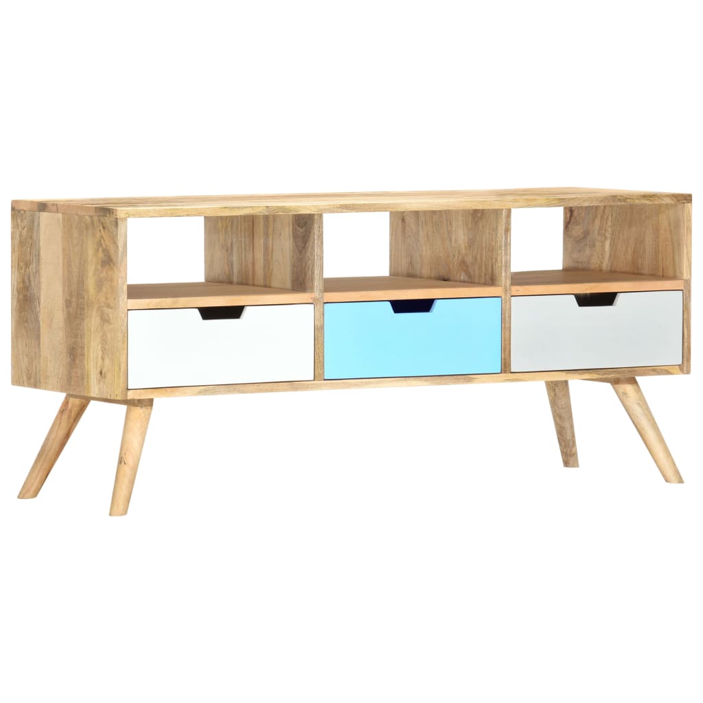 Meuble Tv 110X35X48 Cm Bois De Manguier Massif