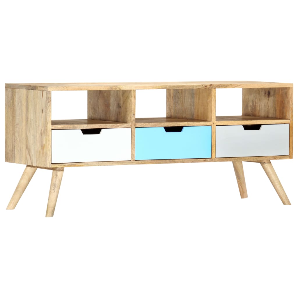Meuble Tv 110X35X48 Cm Bois De Manguier Massif