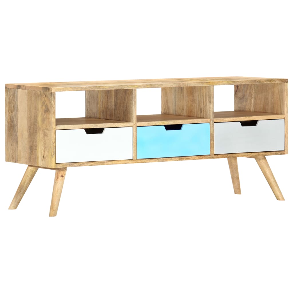 Meuble Tv 110X35X48 Cm Bois De Manguier Massif