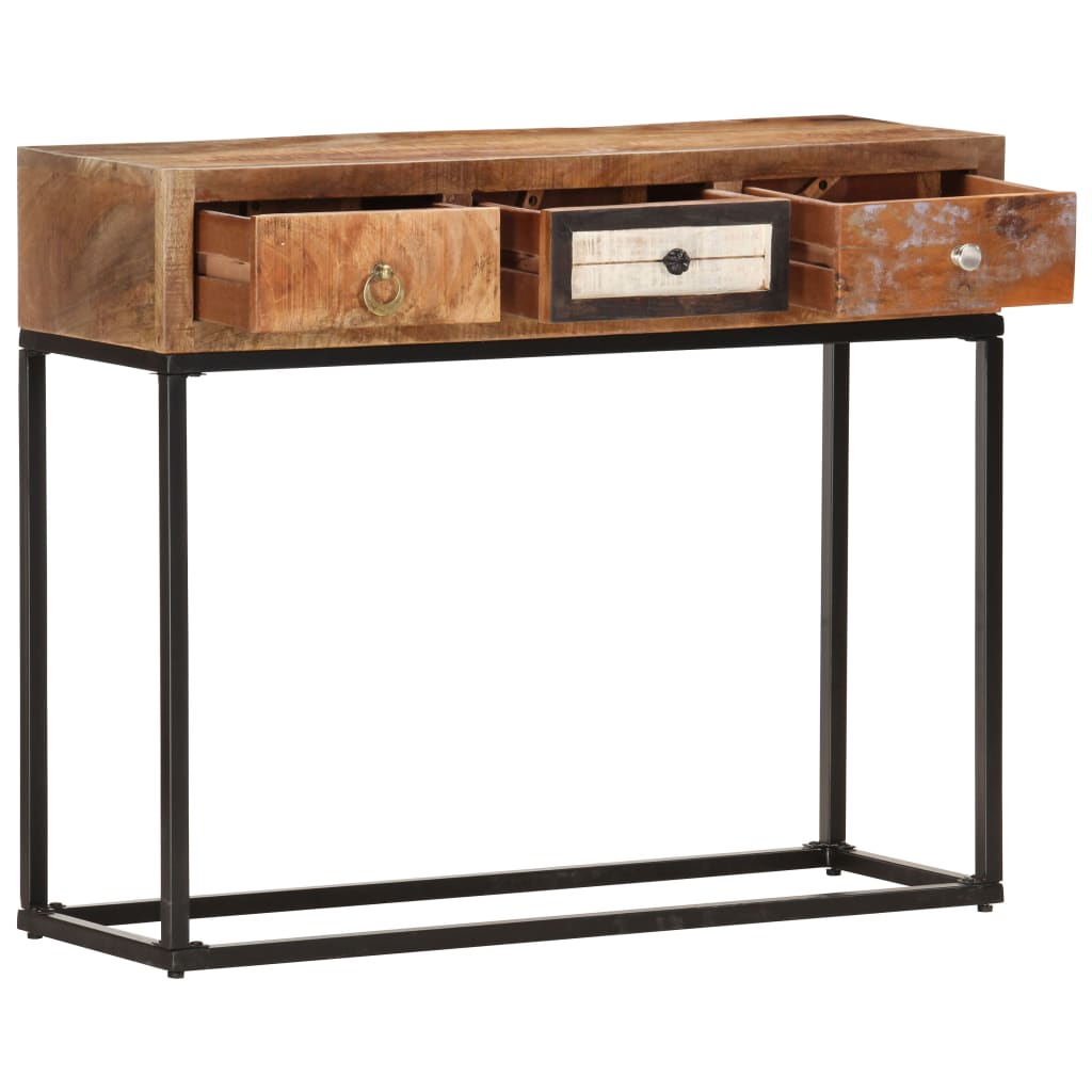 Table Console Doré 90X30X75 Cm Bois De Récupération Massif