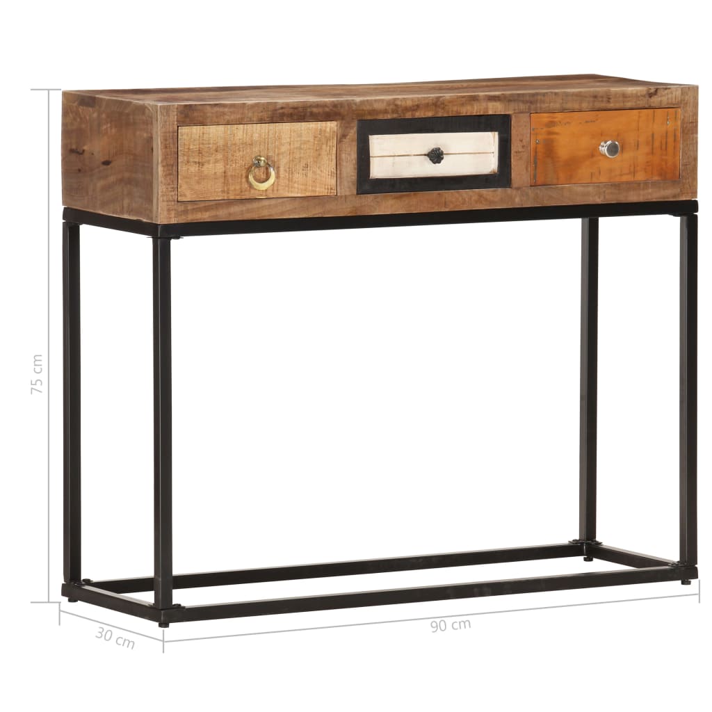 Table Console Doré 90X30X75 Cm Bois De Récupération Massif