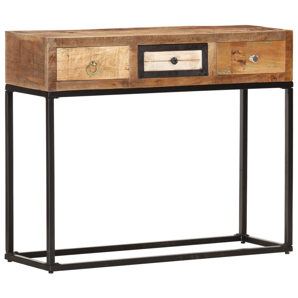 Table Console Doré 90X30X75 Cm Bois De Récupération Massif