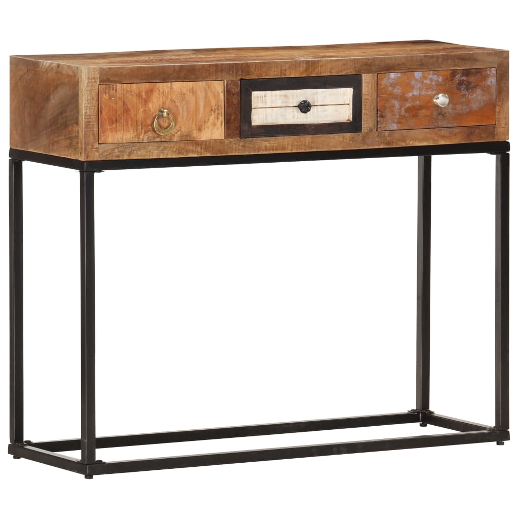 Table Console Doré 90X30X75 Cm Bois De Récupération Massif