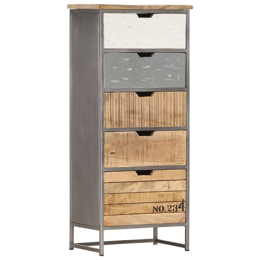 Armoire À Tiroirs 45X30X105 Cm Bois De Manguier Massif