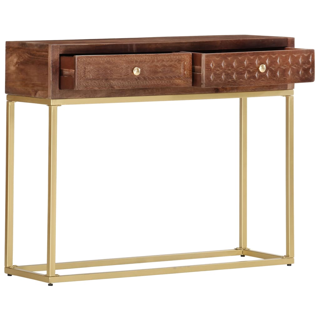 Table Console 90 X 30 X 75 Cm Bois De Manguier Massif