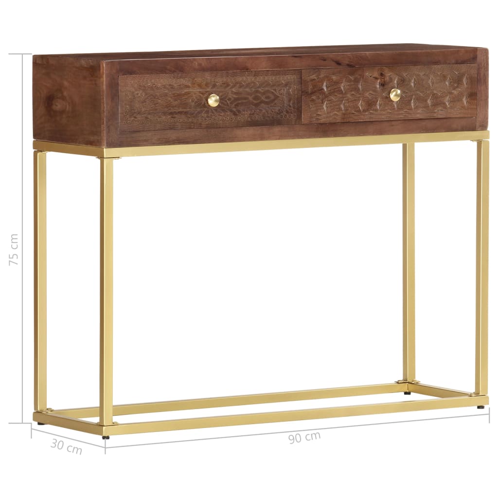 Table Console 90 X 30 X 75 Cm Bois De Manguier Massif