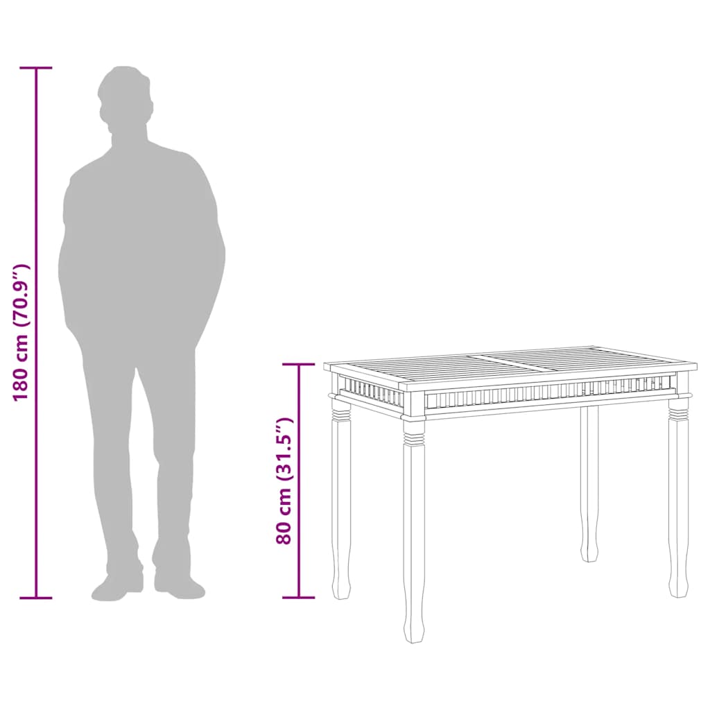 Table À Manger De Jardin 110X65X80 Cm Bois De Teck Solide