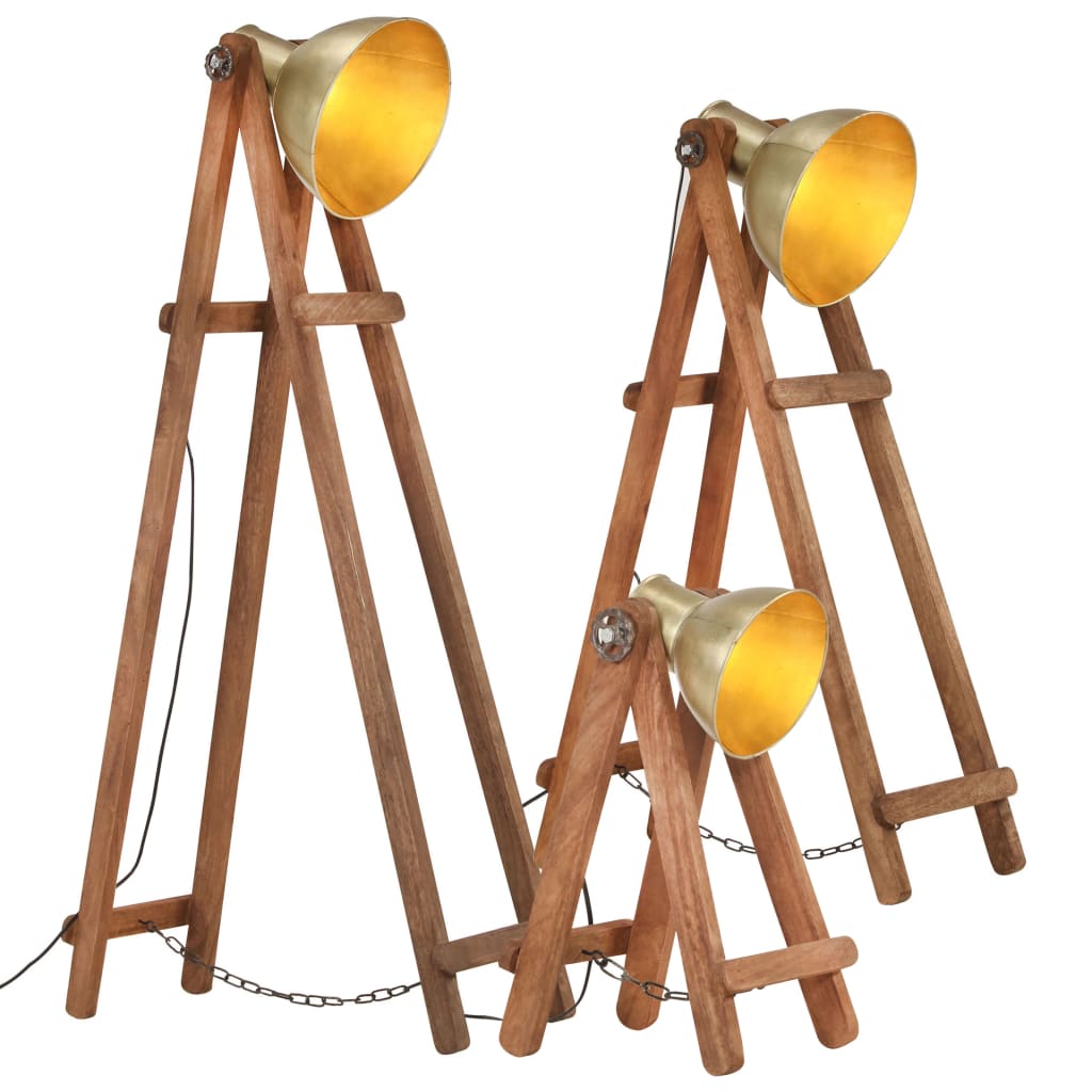 Lampadaires 3 Pcs E27 Bois De Manguier Massif