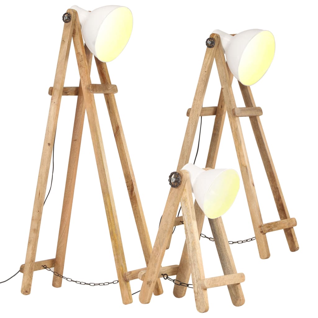 Lampadaires 3 Pcs E27 Bois De Manguier Massif