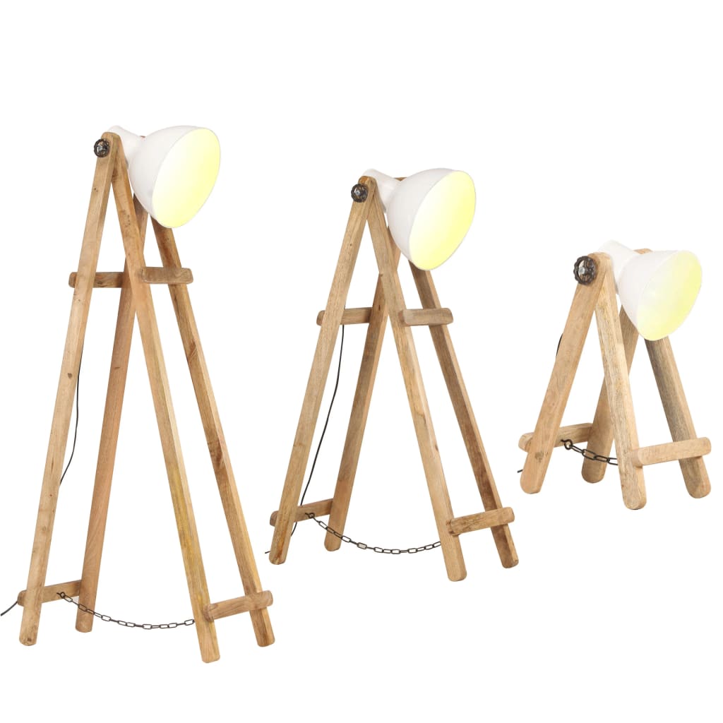 Lampadaires 3 Pcs E27 Bois De Manguier Massif