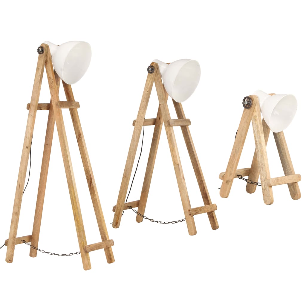 Lampadaires 3 Pcs E27 Bois De Manguier Massif