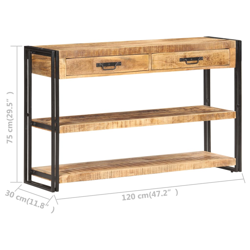 Buffet 120X30X75 Cm Bois De Manguier Massif Brut