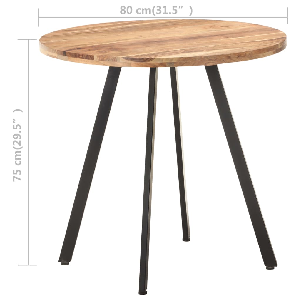 Table De Salle À Manger 80 Cm Bois D'acacia Solide