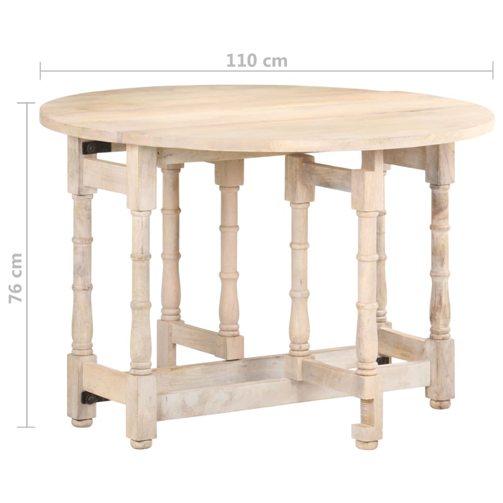 Table À Manger Rond 110X76 Cm Bois De Manguier Massif