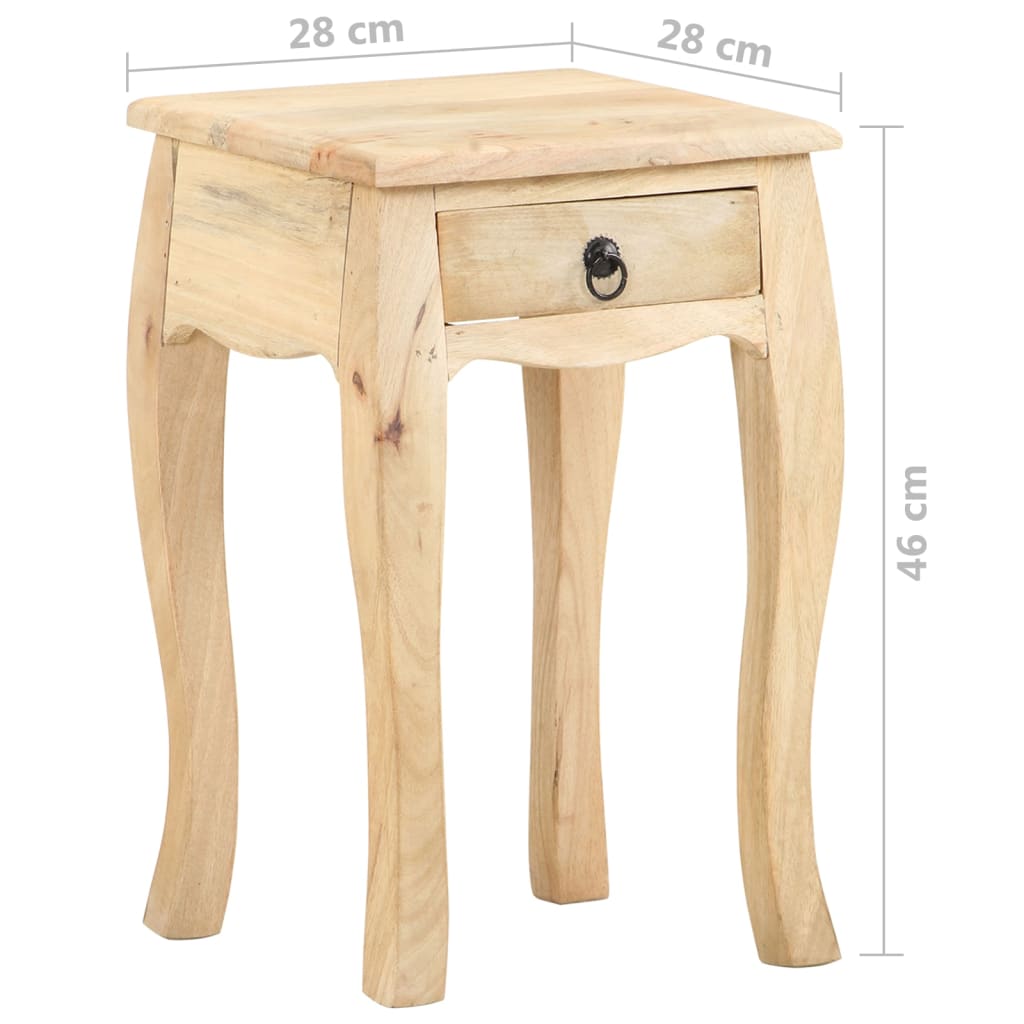 Table De Chevet 28X28X46 Cm Bois De Manguier Massif
