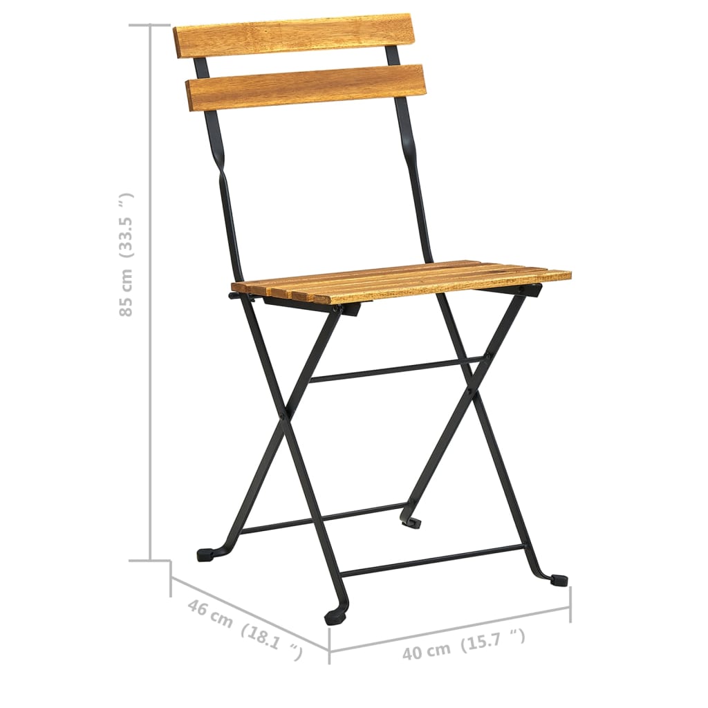 Chaises Pliables De Jardin Lot De 2 Acier Et Bois Acacia Solide