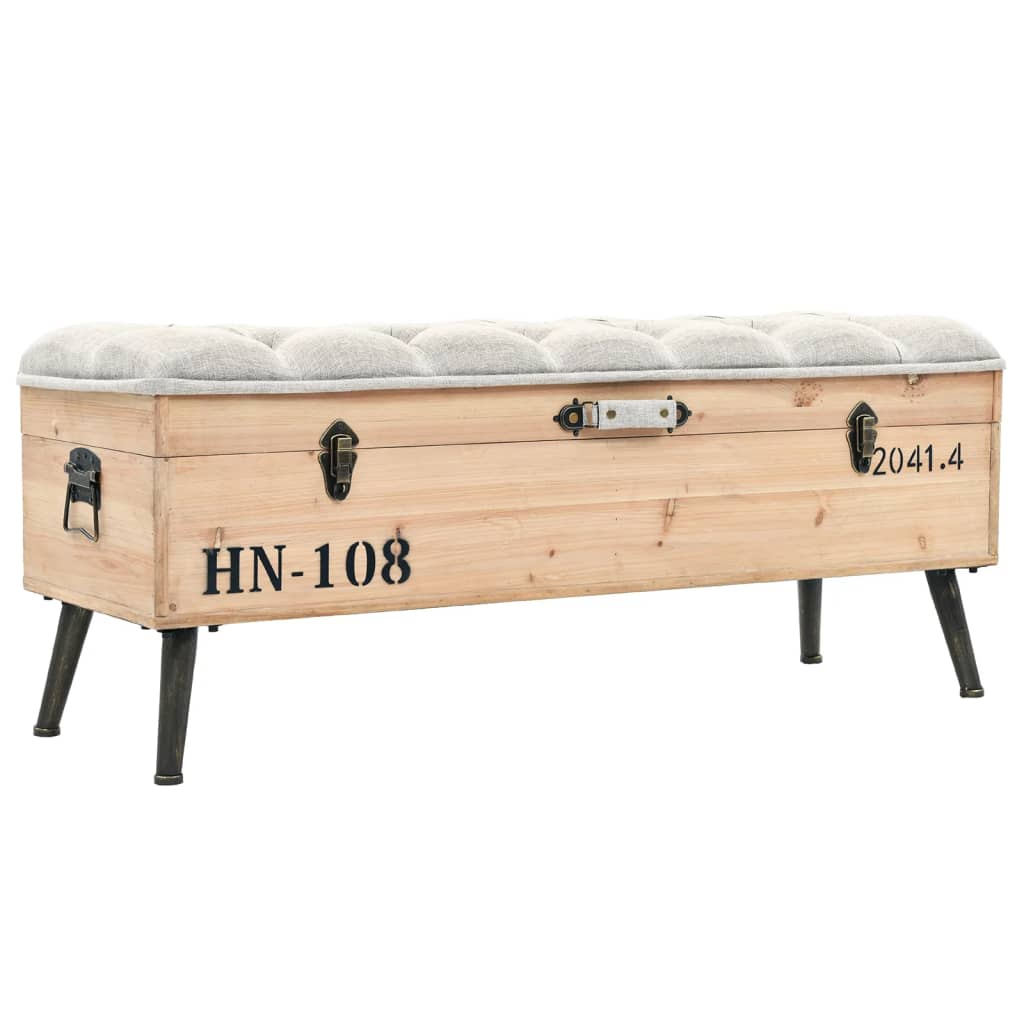 Banc De Rangement 110 Cm Bois De Sapin Massif