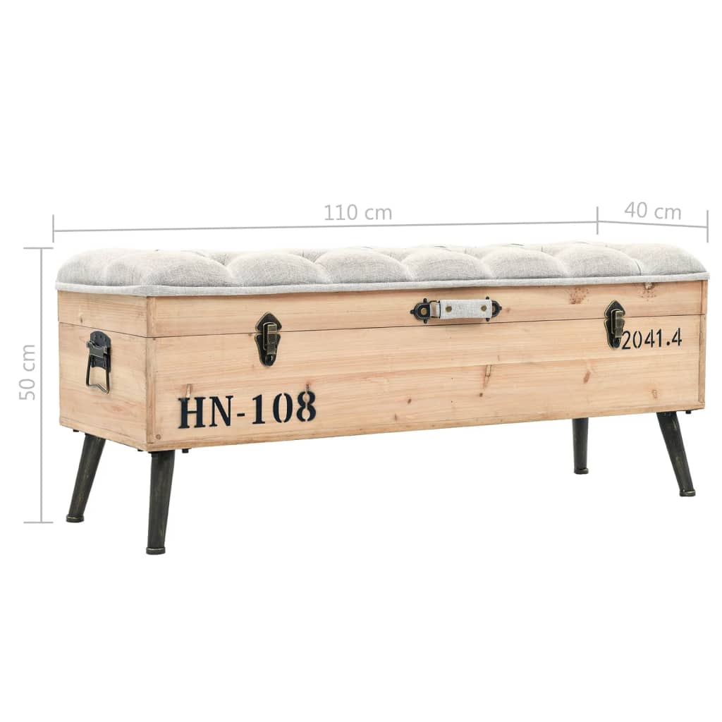 Banc De Rangement 110 Cm Bois De Sapin Massif
