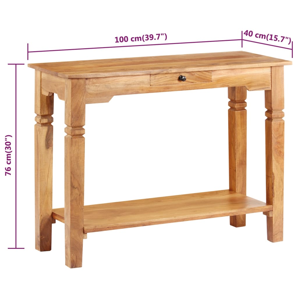Table Console 100X40X76 Cm Bois D'acacia Massif