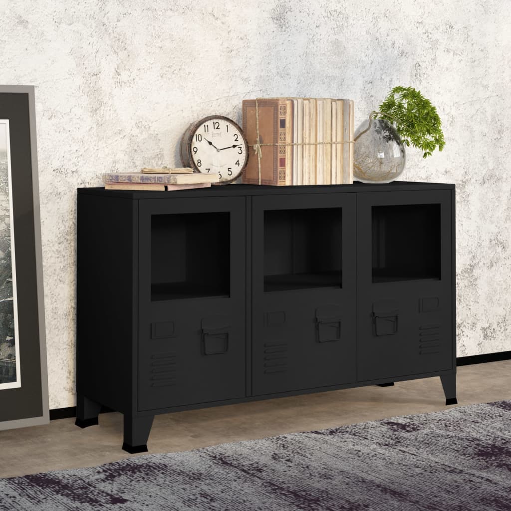 Buffet Industriel 105X35X62 Cm Métal Et Verre