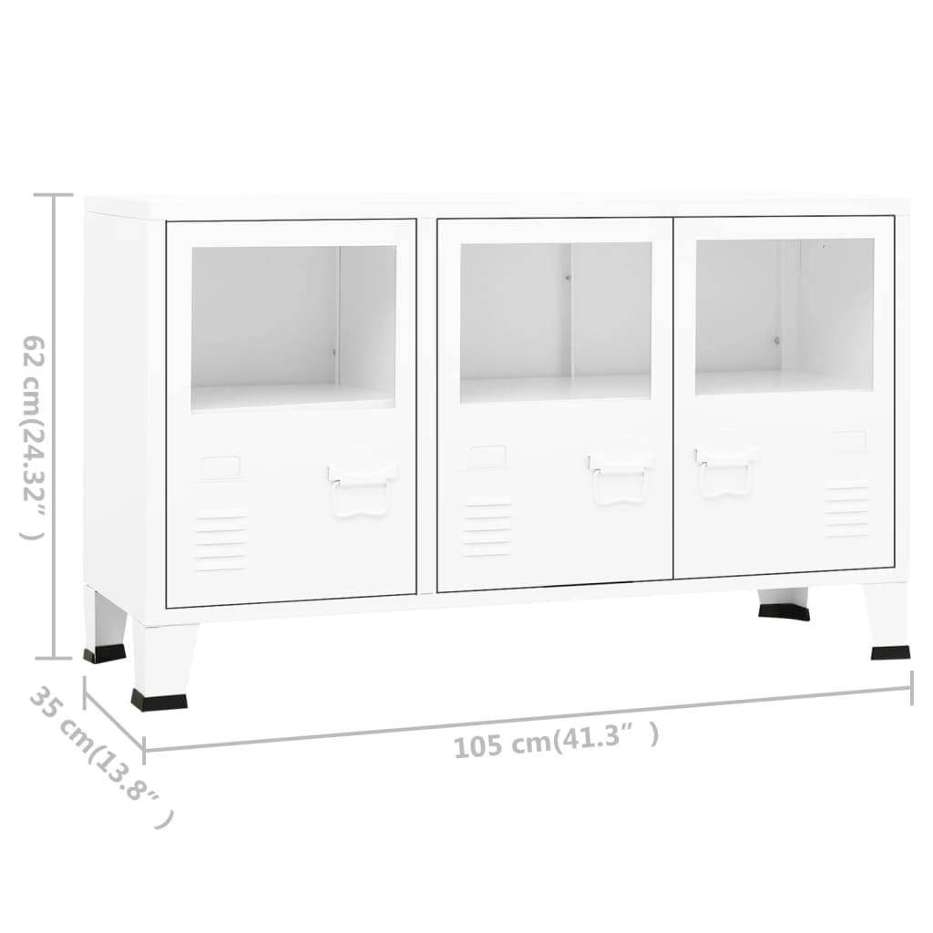 Buffet Industriel 105X35X62 Cm Métal Et Verre