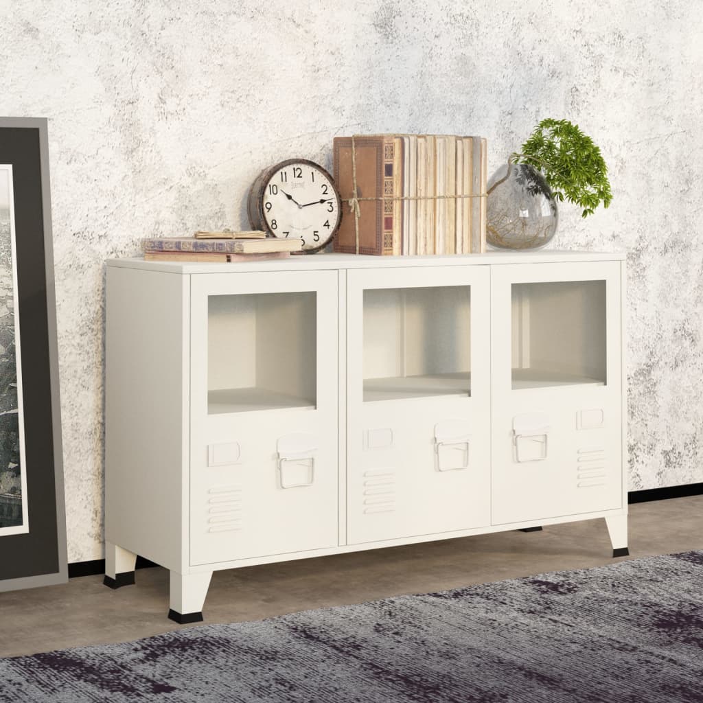 Buffet Industriel 105X35X62 Cm Métal Et Verre