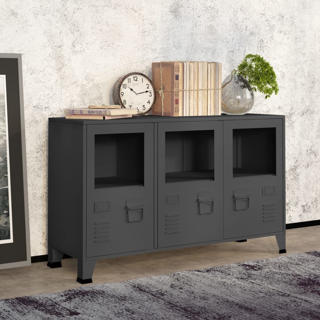Buffet Industriel 105X35X62 Cm Métal Et Verre