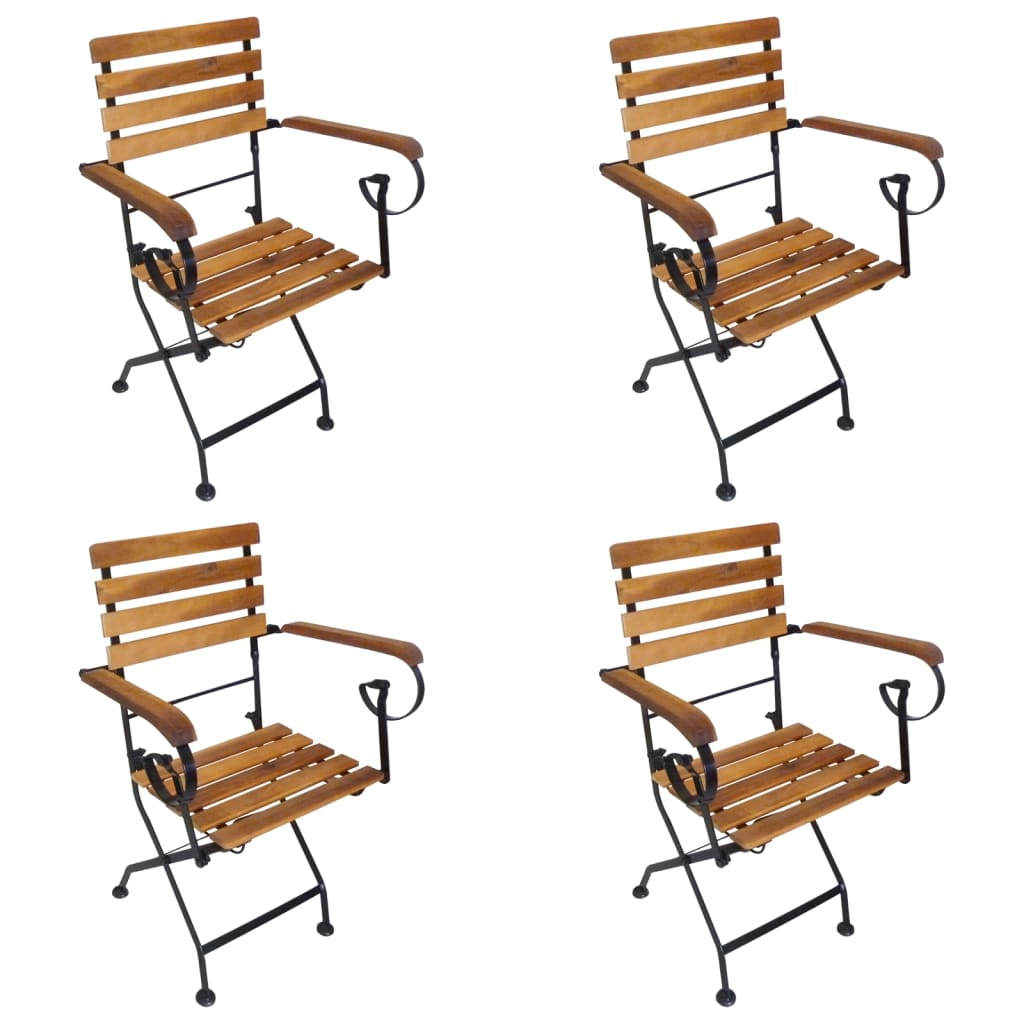 Chaises Pliables De Jardin Lot De 2 Acier Et Bois Acacia Solide