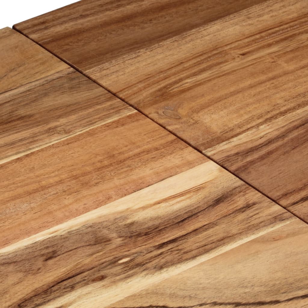 Table Console Argenté Acier Inoxydable Et Massif D'acacia