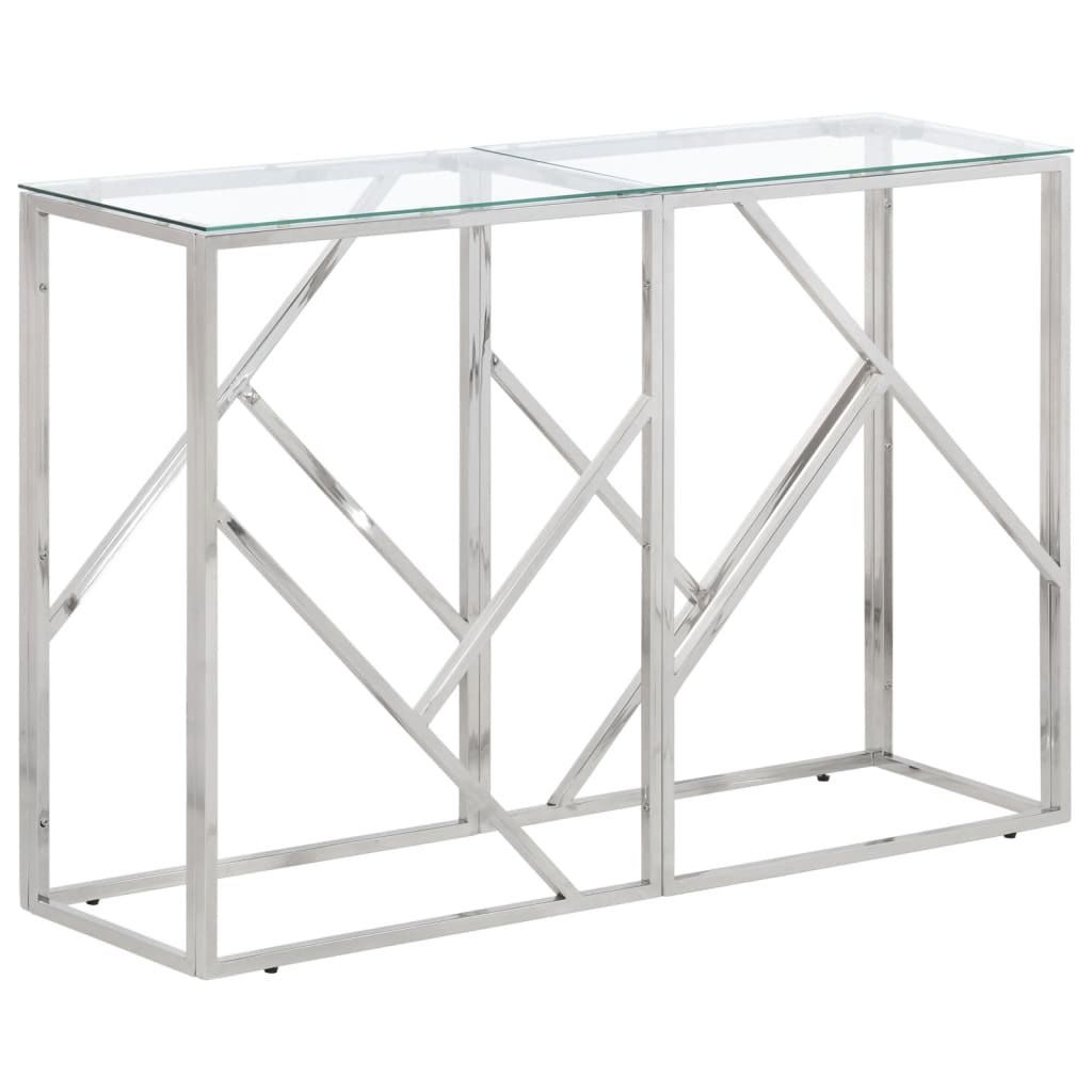 Table Console Acier Inoxydable Et De Mélèze Massif