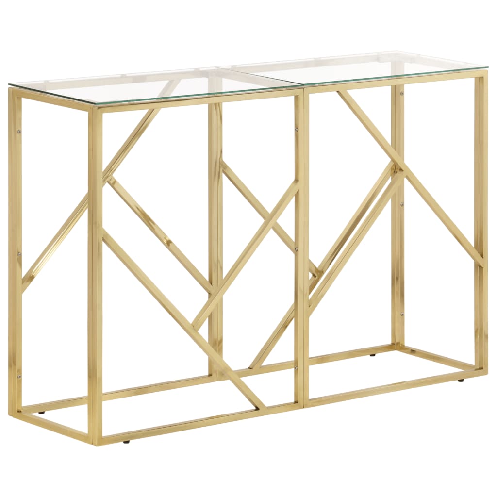 Table Console Acier Inoxydable Et De Mélèze Massif